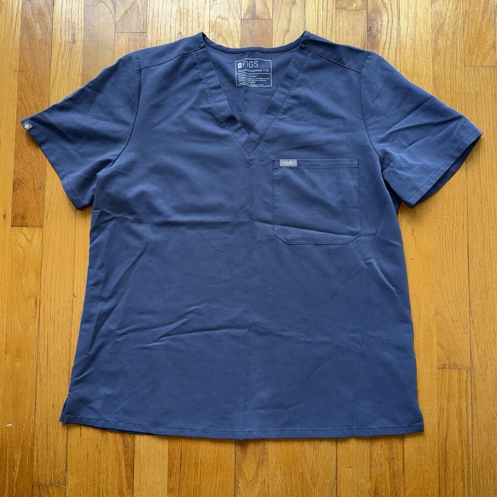 FIGS Scrub Top Space Navy Blue Catarina‎ One Pocket XL Medical Nursing Uniform